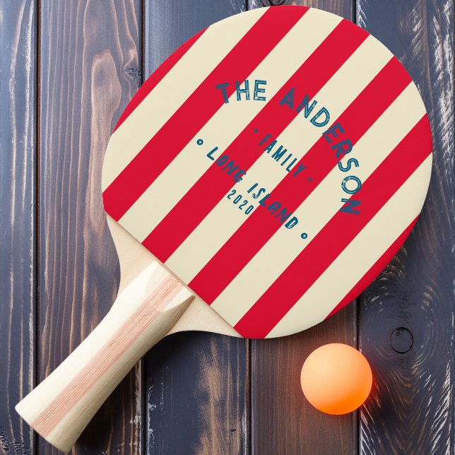Seaside Cherry Picking Pink Striping & Family Name Ping Pong Paddle (Creator Uploaded)