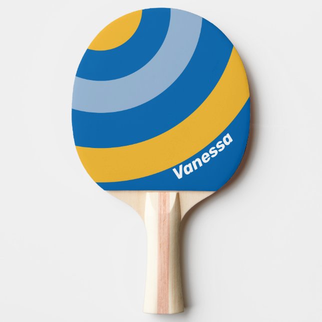 Seaside Circle Stripe with Name Ping Pong Paddle (Front)