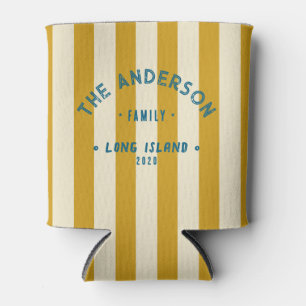 Seaside Clean Golden Ochre Striping & Family Name Can Cooler