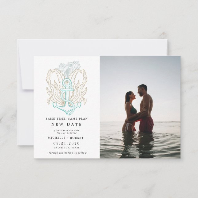 seaside coastal Photo Change the date Invitation (Front)