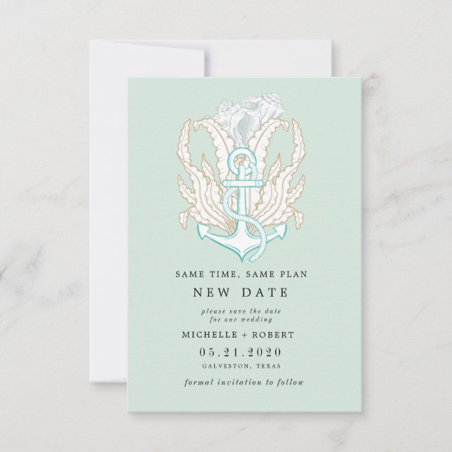 seaside coastal Photo Change the date Invitation (Front)