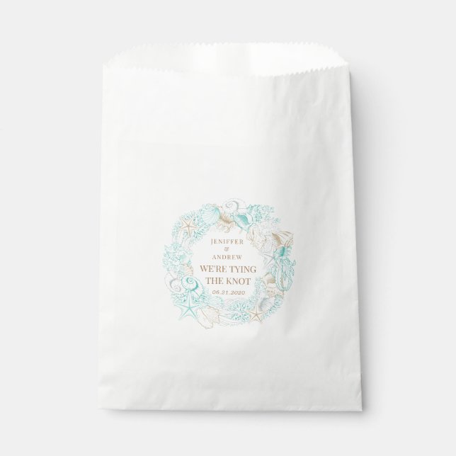seaside coastal save the date monogram favour bag (Front)