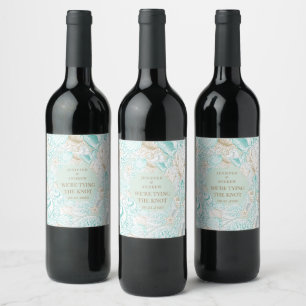 seaside coastal save the date monogram wine label