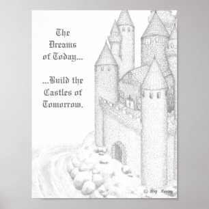 Seaside Cobblestone Castle (with Customizable Text Poster