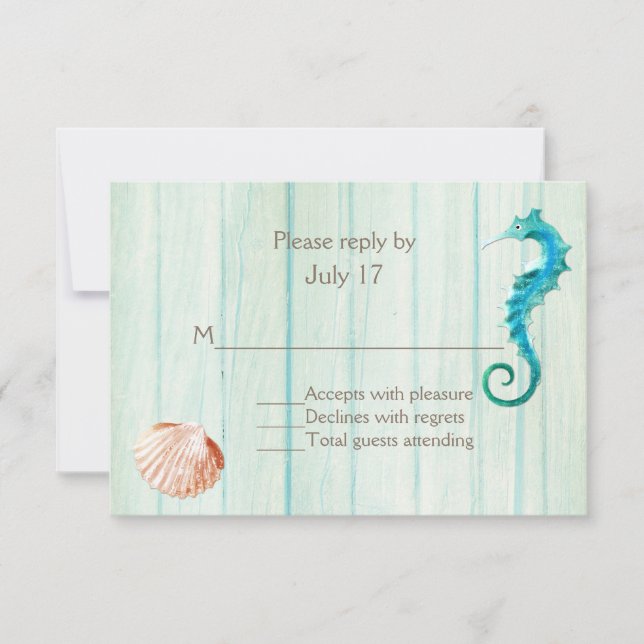Seaside Cottage Chic Wedding RSVP Card (Front)