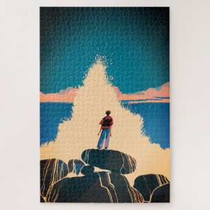 Seaside Courage - Crashing Waves View Jigsaw Puzzle