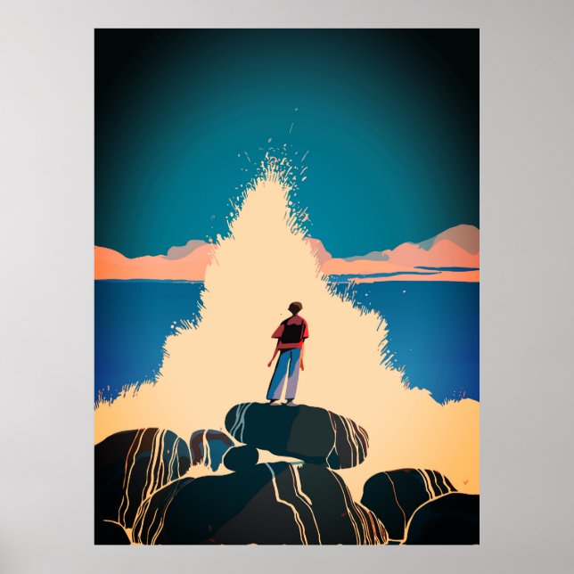 Seaside Courage - Crashing Waves View Poster (Front)