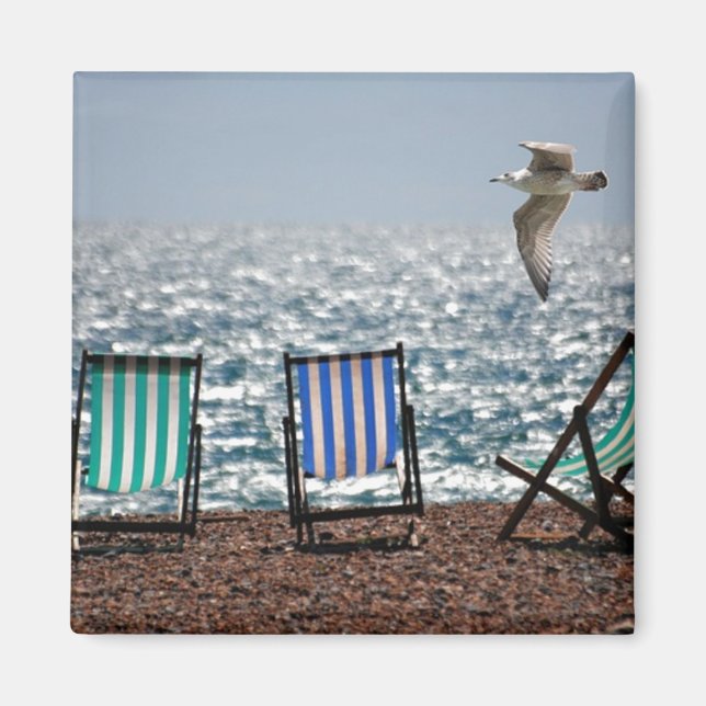 Seaside Deck Chairs and Seagull Magnet (Front)