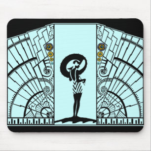 Seaside Deco in Aqua and Yellow Mouse Pad