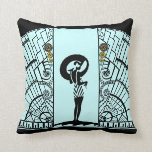 Seaside Deco in Aqua, Teal & Yellow Cushion