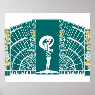 SEASIDE DECO in Turquoise and Yellow Poster