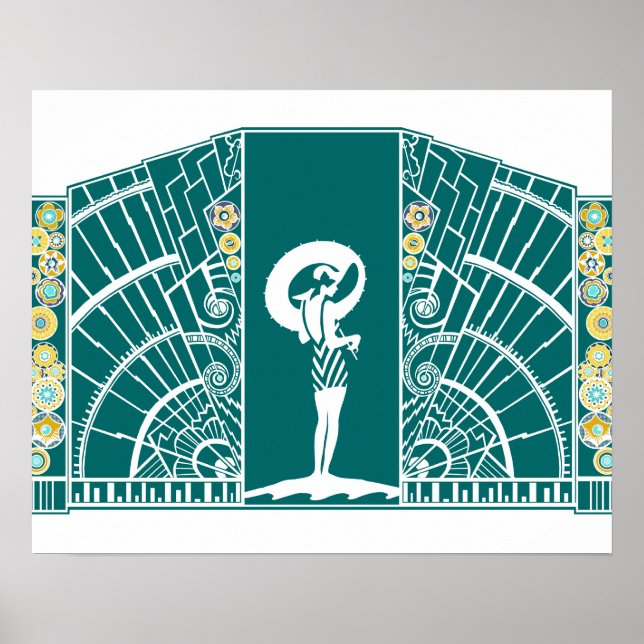 SEASIDE DECO in Turquoise and Yellow Poster (Front)