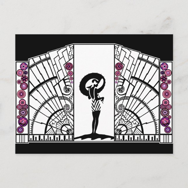 Seaside Deco in White and Pink Postcard (Front)