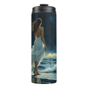 Seaside Escape under the Moon Coastal Art Thermal Tumbler