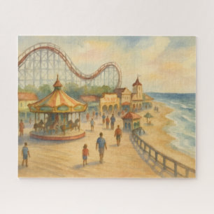 Seaside Escape Watercolor Vacation Puzzle Beach