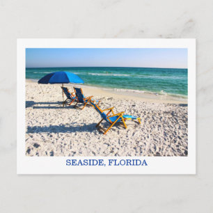 Seaside Florida Blue Beach Chairs Postcard