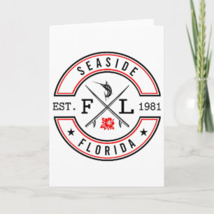 Seaside Florida Fl Retro Surfer Beach Front And Ck Card