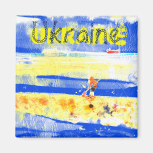 Seaside Fun Sand Beach Yellow Blue Silver Plated N Magnet