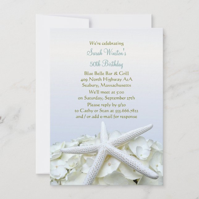 Seaside Garden Starfish Birthday Party Invitation (Front)