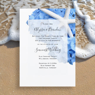 Seaside Garden Starfish Hydrangea Wedding Invitation