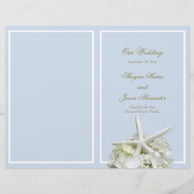 Seaside Garden Starfish Wedding Program Cover (Front)