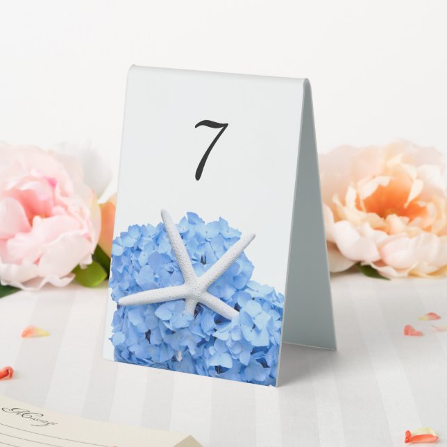 Seaside Garden Tall Tented Table Number Signs (In SItu (Wedding))