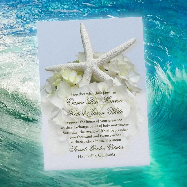 Seaside Garden White Floral Wedding Invitation (Creator Uploaded)