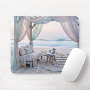 Seaside Gazebo With Sheer Draped Curtains Mouse Pad