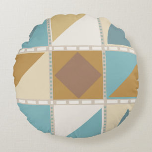 Seaside Geometry Round Cushion