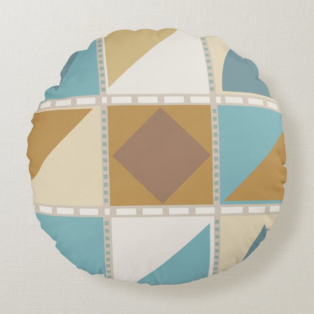Seaside Geometry Round Cushion (Front)