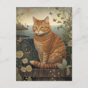 Seaside Ginger Tom Cat Postcard