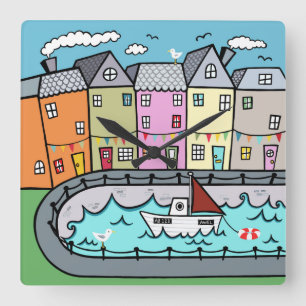 Seaside Harbor Acrylic Wall Clock