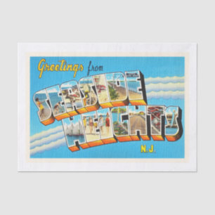 Seaside Heights New Jersey NJ Vintage Postcard- Tissue Paper