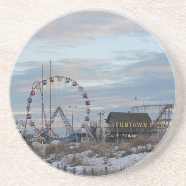Seaside Heights Sunrise Funtown Pier Jersey Shore Coaster (Front)