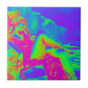 Seaside Holiday Pop Art Tile