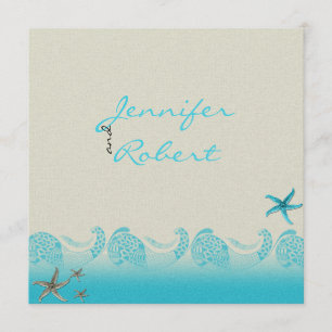 Seaside in Sand and Aqua Anniversary Invitation