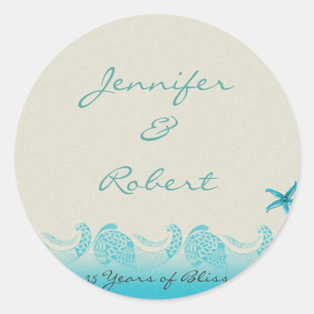 Seaside in Sand and Aqua Envelope Seal (Front)