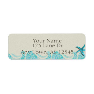 Seaside in Sand and Aqua Return Address Label