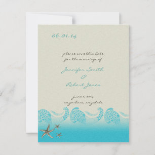 Seaside in Sand and Aqua Save the Date