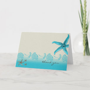 Seaside in Sand and Aqua Thank You Card