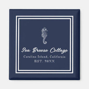 Seaside-inspired Blue and White Seahorse Magnet