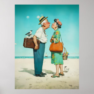 Seaside Kiss in Golden Years Poster