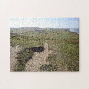 Seaside landscape with sand and grass walks photo jigsaw puzzle