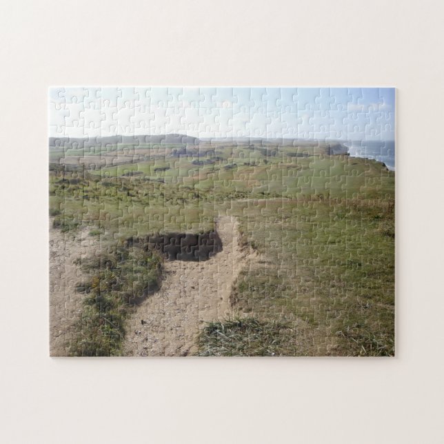 Seaside landscape with sand and grass walks photo jigsaw puzzle (Horizontal)