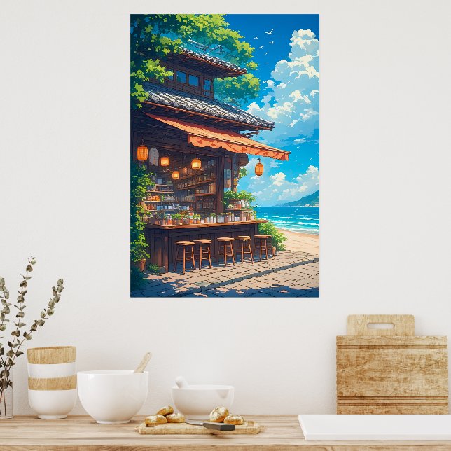 Seaside Lantern Tea House Poster (Kitchen)