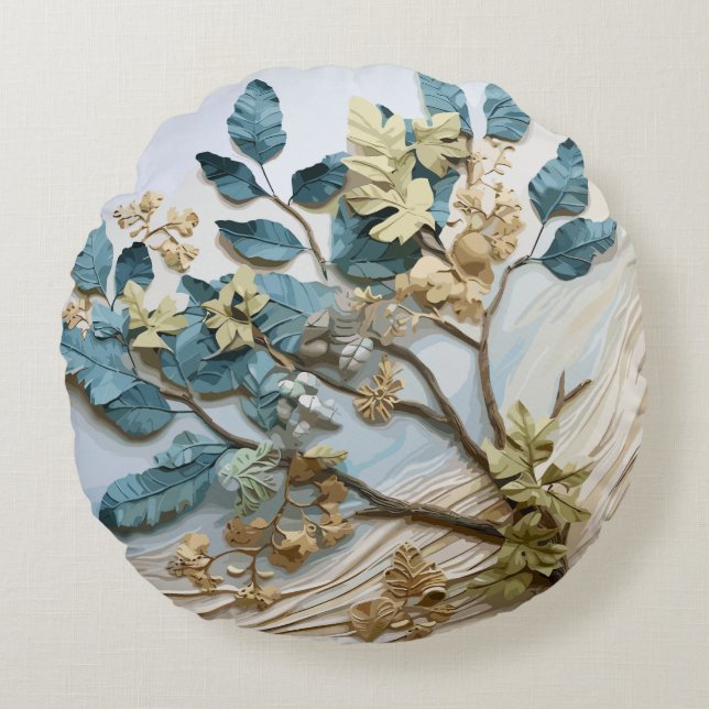 Seaside Leaves Round Cushion (Front)