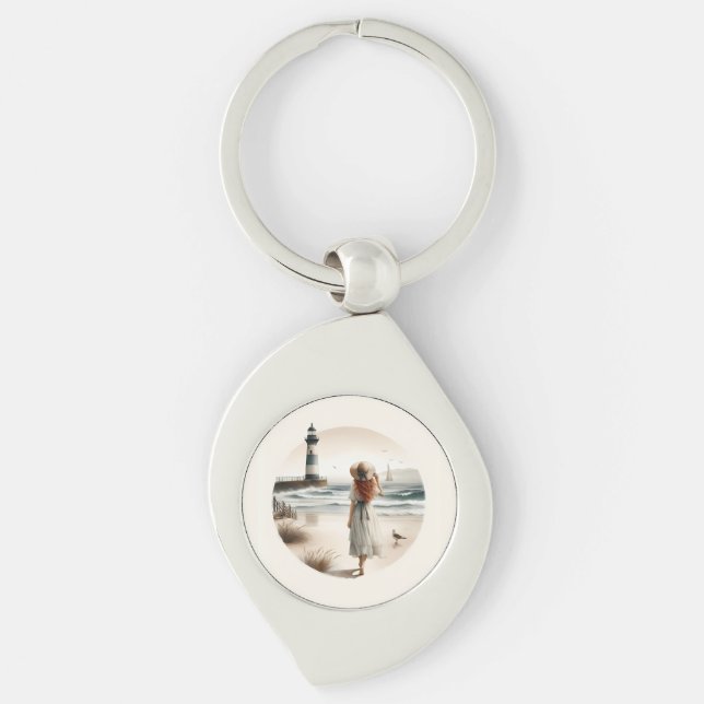 Seaside Lighthouse Stroll Keychain (Front)