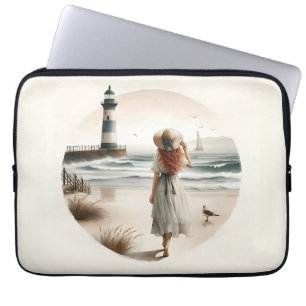Seaside Lighthouse Stroll Laptop Sleeve