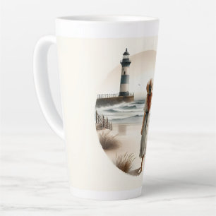 Seaside Lighthouse Stroll Latte Mug