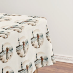Seaside Lighthouse Stroll Tablecloth